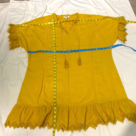 UMGEE linen dress with ruffles embroidery sleeves and hem size M - Picture 6 of 8